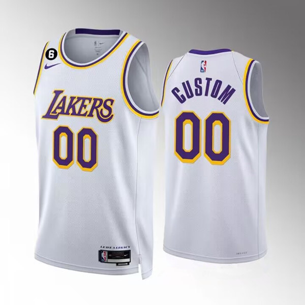 Men's Los Angeles Lakers Active Player Custom 2022-23 White With NO.6 Patch Association Edition Swingman Stitched Jersey Men's Los Angeles Lakers Active Player Custom 2022-23 White With NO.6 Patch Association Edition Swingman Stitched Jersey